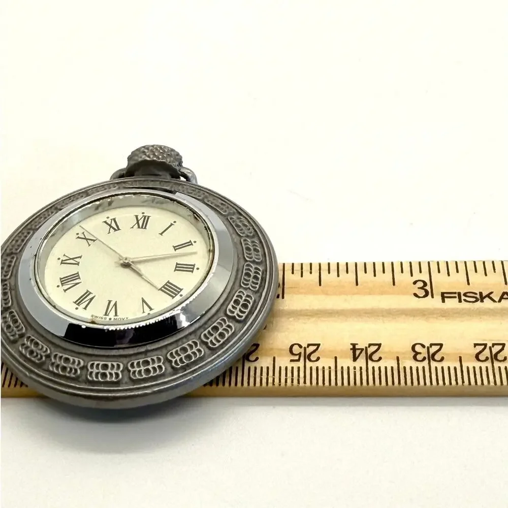 VTG Kangnam University Pewter Pocket Watch‎ Clock Roman Numeral South Korea Gift